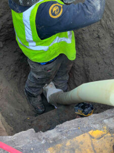 Sewer Pipe Lining Inserted Into Sewer Pipe That Needs Repair